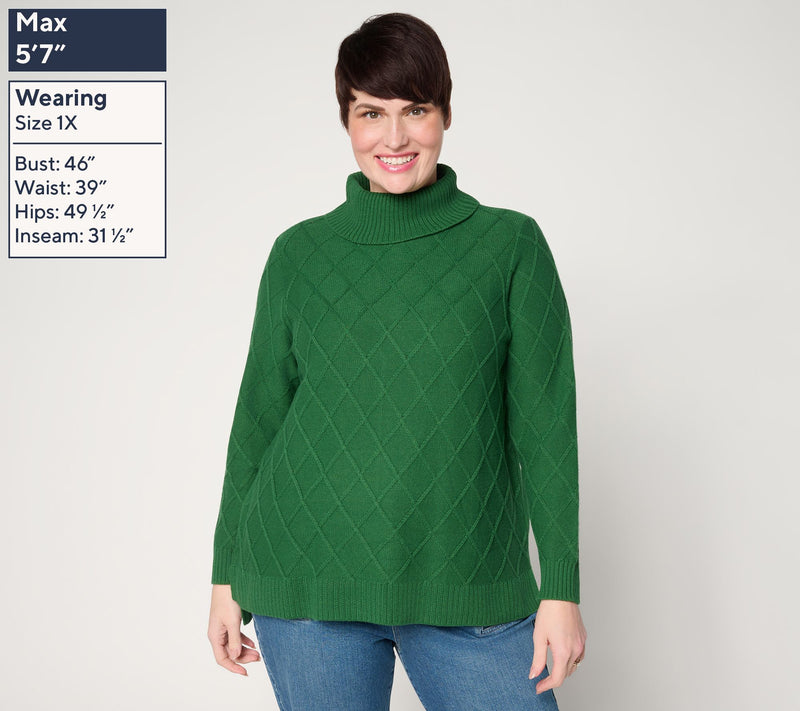 Joan Rivers Diamond Cable Turtleneck Sweater — View 2