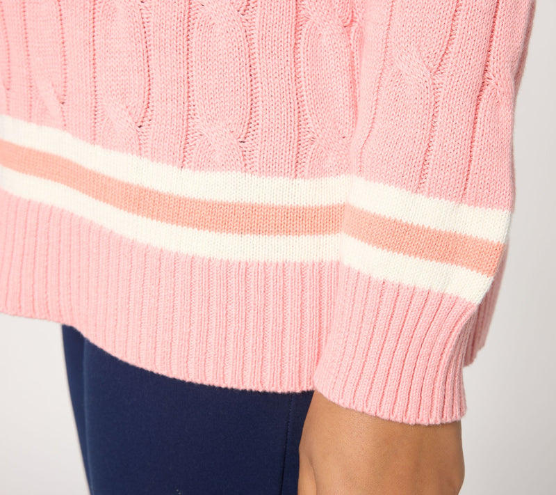 Joan Rivers Cable Knit V-Neck Sweater with Tipping — View 6
