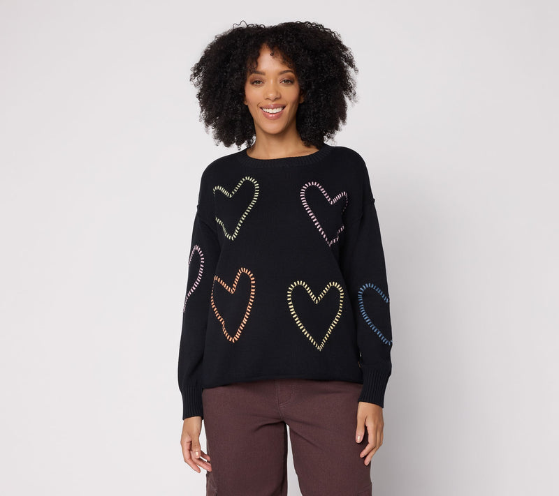 Peace Love World 100% Cotton Novelty Motif Sweater — View 14