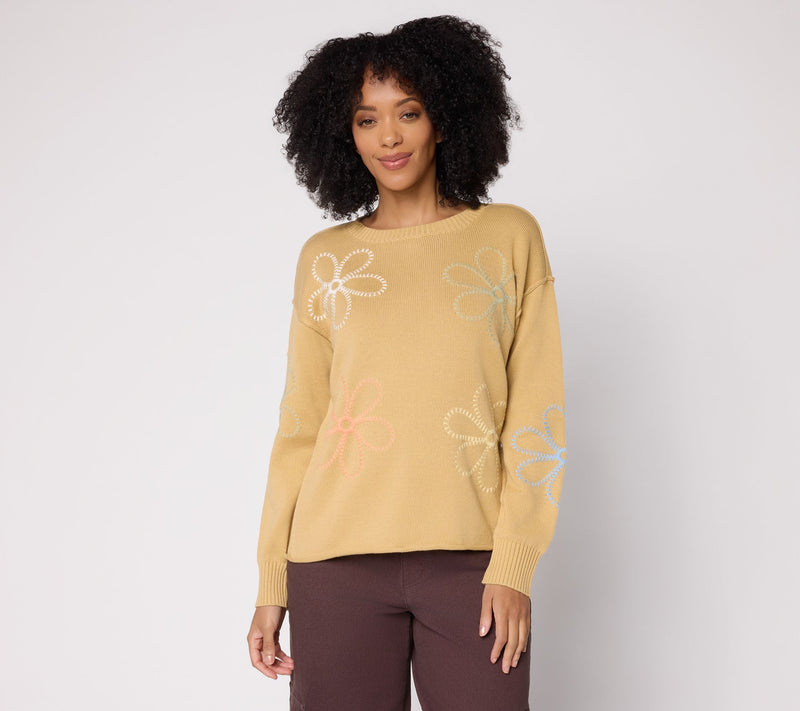 Peace Love World 100% Cotton Novelty Motif Sweater — View 16