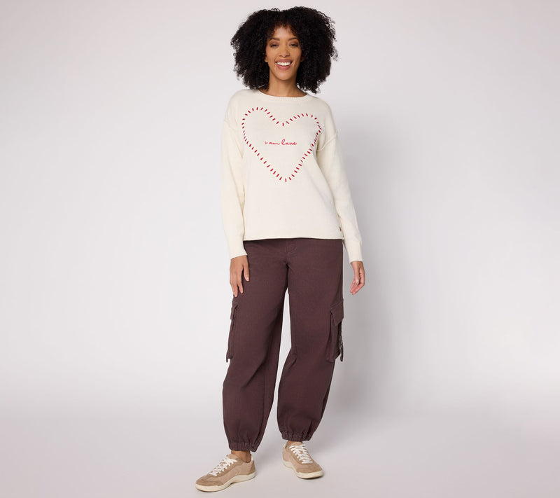 Peace Love World 100% Cotton Novelty Motif Sweater — View 5
