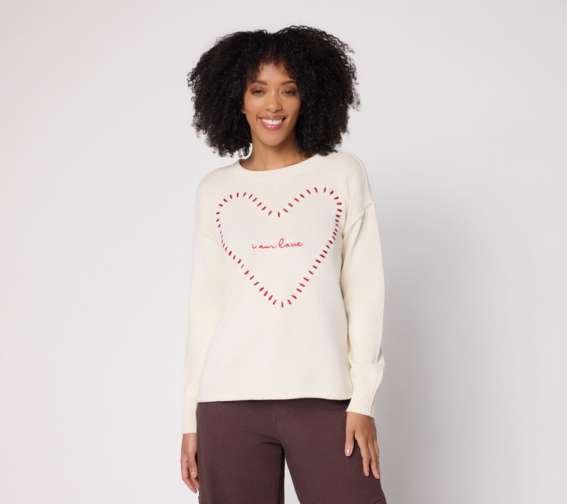Peace Love World 100% Cotton Novelty Motif Sweater — View 17