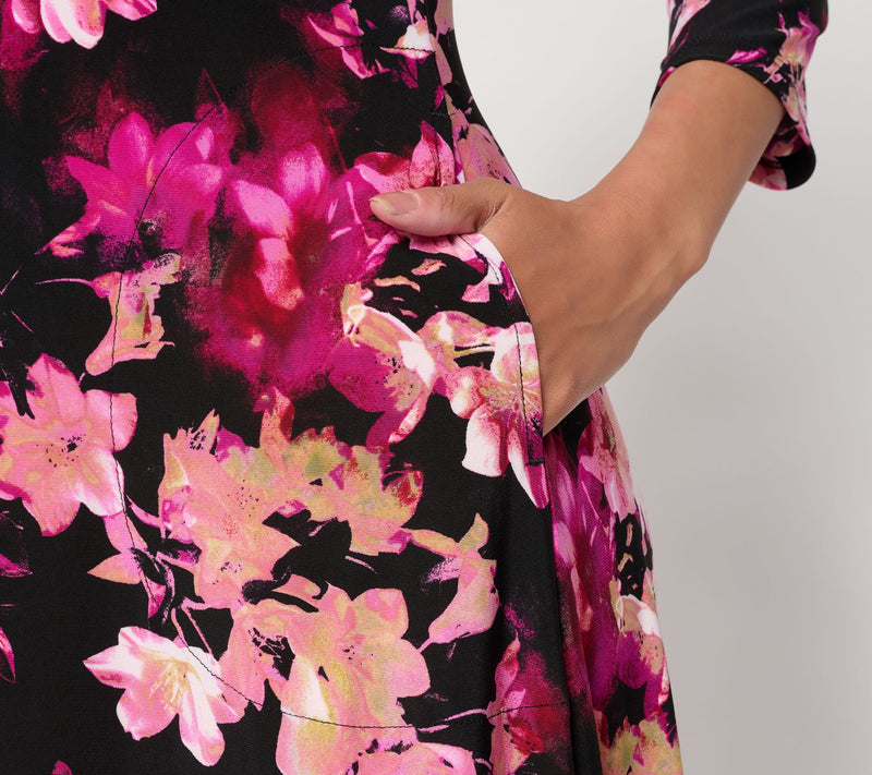 Women with Control Regular Como Jersey Fit and Flare Midi Dress — View 5