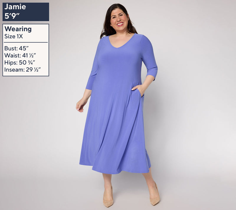 Women with Control Regular Como Jersey Fit and Flare Midi Dress — View 2