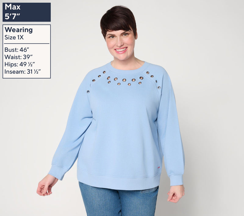 Peace Love World Grommet Detail Sweatshirt — View 2