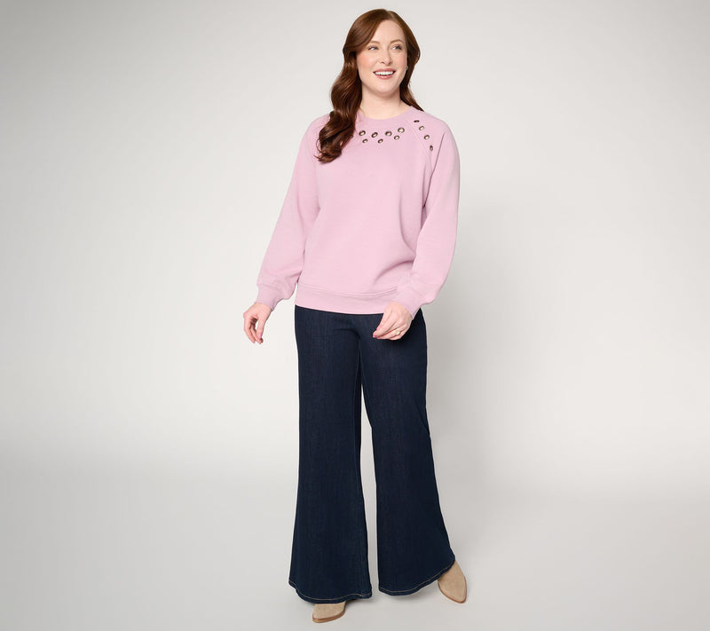 Peace Love World Grommet Detail Sweatshirt — View 5