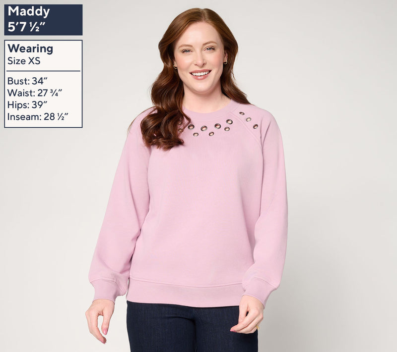 Peace Love World Grommet Detail Sweatshirt — View 3
