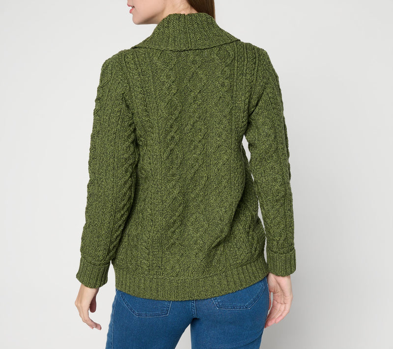 Aran Crafts Merino Wool One-Button Sweater Cardigan — View 13