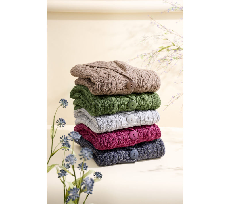 Aran Crafts Merino Wool One-Button Sweater Cardigan — View 16