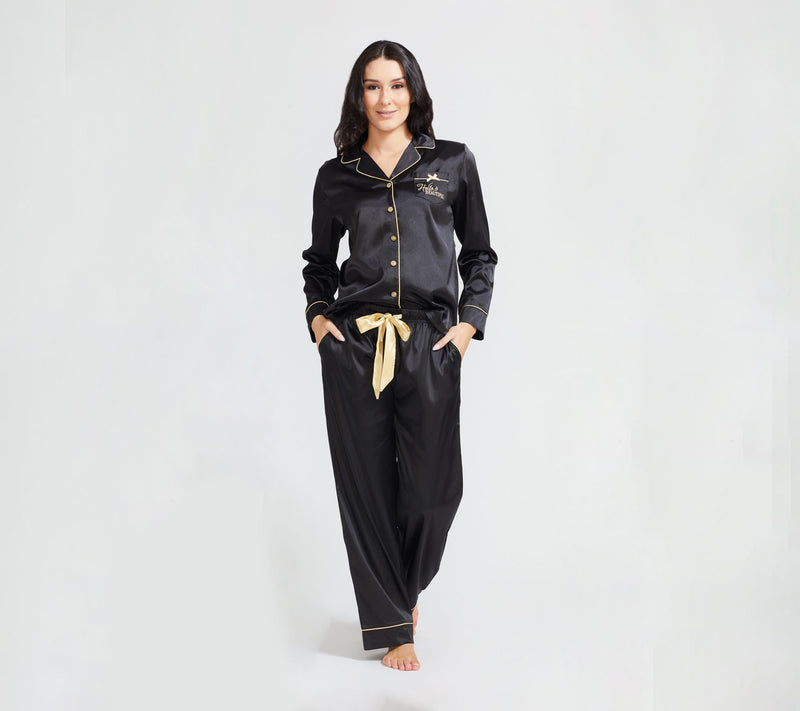 Randy Fenoli Sleepwear Satin Long Sleeve Pajama Set — Main view