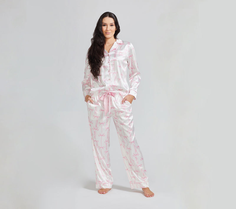 Randy Fenoli Sleepwear Satin Long Sleeve Pajama Set — View 11
