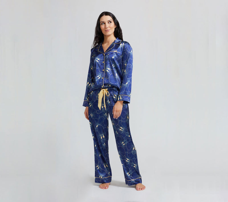 Randy Fenoli Sleepwear Satin Long Sleeve Pajama Set — View 12