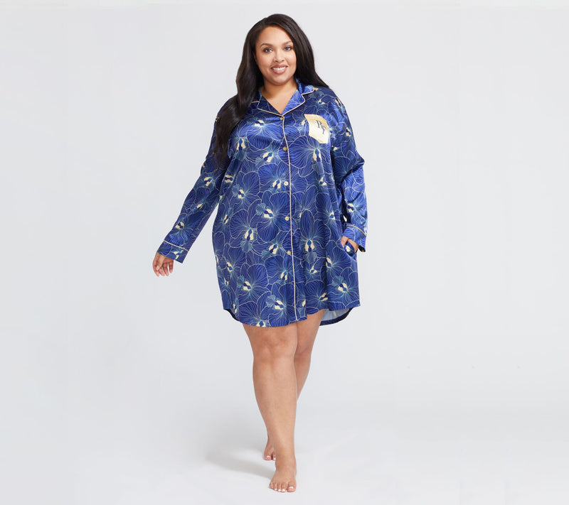 Randy Fenoli Sleepwear Satin Long Sleeve Button Down Sleep Shirt — View 5