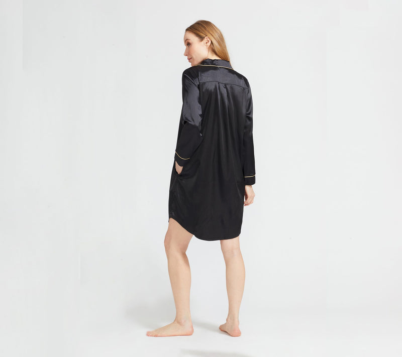 Randy Fenoli Sleepwear Satin Long Sleeve Button Down Sleep Shirt — View 2