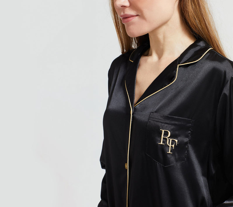 Randy Fenoli Sleepwear Satin Long Sleeve Button Down Sleep Shirt — View 3