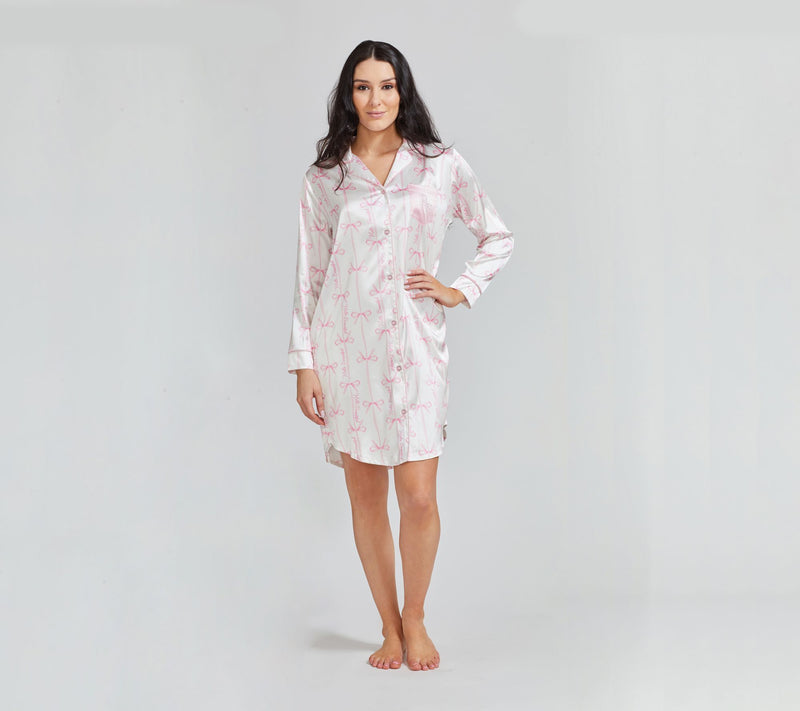 Randy Fenoli Sleepwear Satin Long Sleeve Button Down Sleep Shirt — View 12