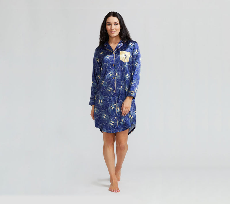 Randy Fenoli Sleepwear Satin Long Sleeve Button Down Sleep Shirt — View 13