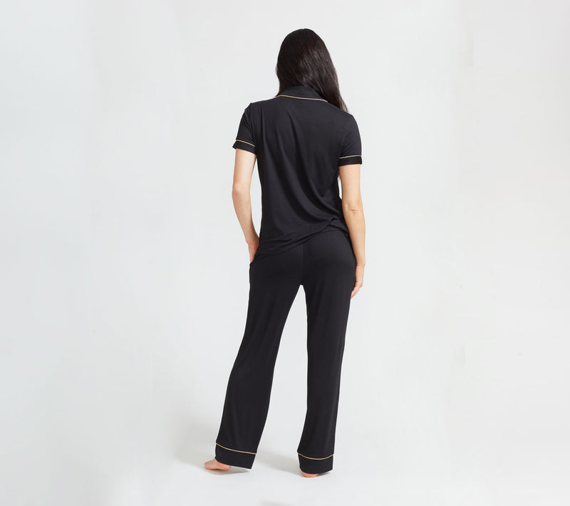 Randy Fenoli Sleepwear Yummy Short Sleeve Pajama Set with Satin Piping — View 2