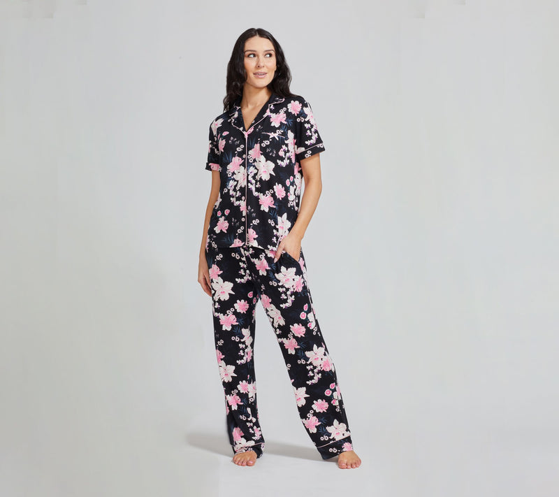 Randy Fenoli Sleepwear Yummy Short Sleeve Pajama Set with Satin Piping — View 11