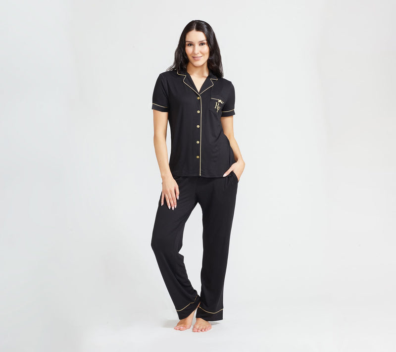 Randy Fenoli Sleepwear Yummy Short Sleeve Pajama Set with Satin Piping — Main view