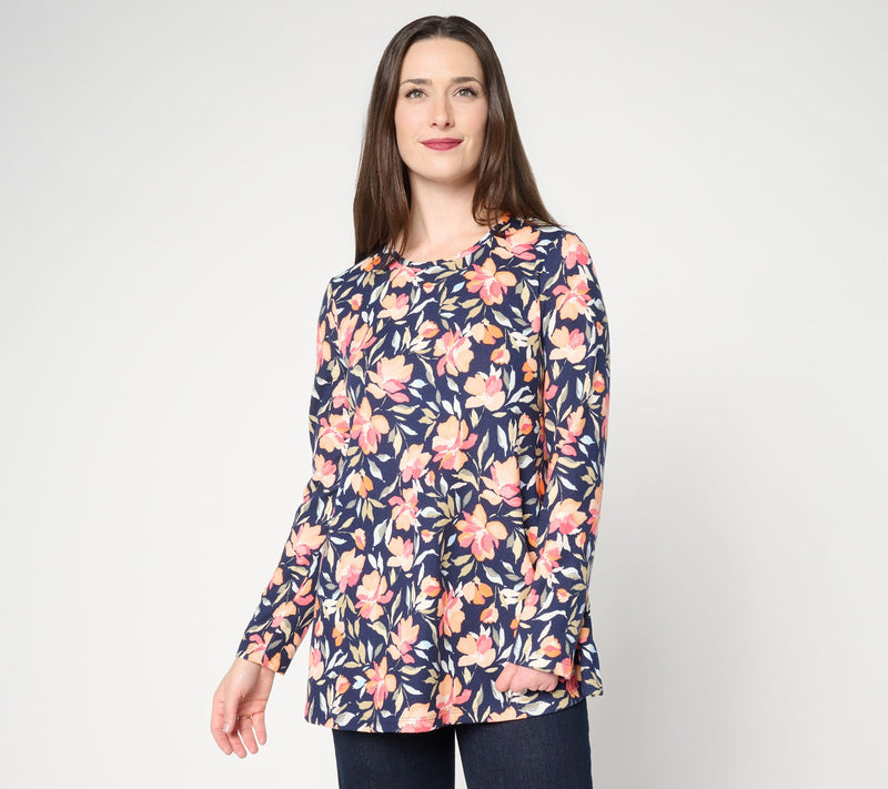 Denim & Co. Regular Printed Heavenly Jersey Swing Tunic — Main view