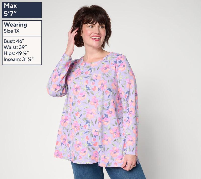 Denim & Co. Petite Printed Heavenly Jersey Swing Tunic — View 2