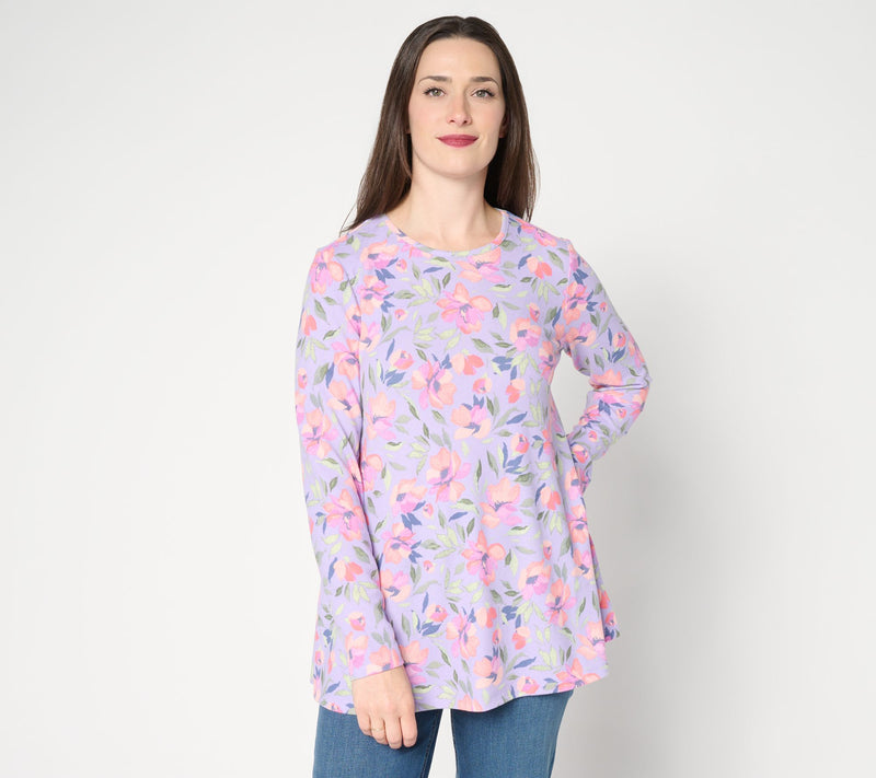 Denim & Co. Petite Printed Heavenly Jersey Swing Tunic — View 12