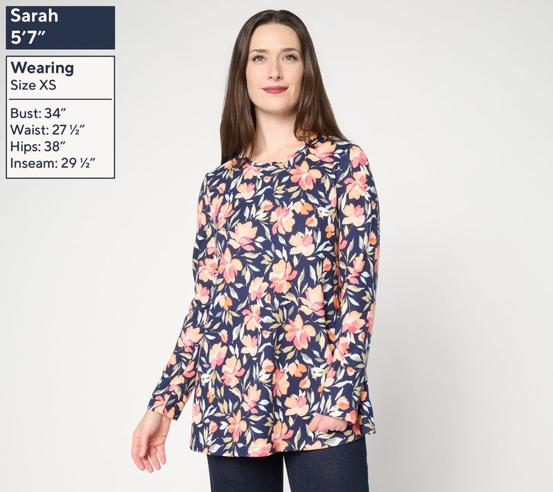 Denim & Co. Petite Printed Heavenly Jersey Swing Tunic — View 3