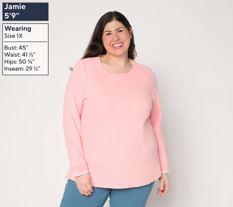 Denim & Co. Active Ottoman Round Neck Top — View 2
