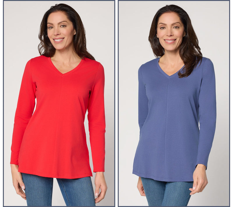 Denim & Co. Essentials Regular Perfect Jersey 2-Pack Tunics — Main view