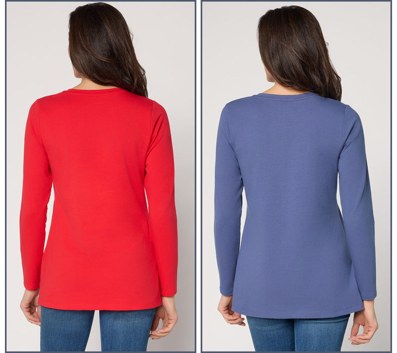 Denim & Co. Essentials Regular Perfect Jersey 2-Pack Tunics — View 4