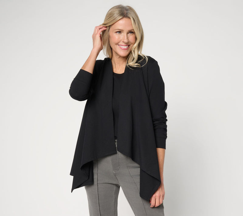 Denim & Co. Essentials Petite Perfect Jersey Draped Cardigan — View 10