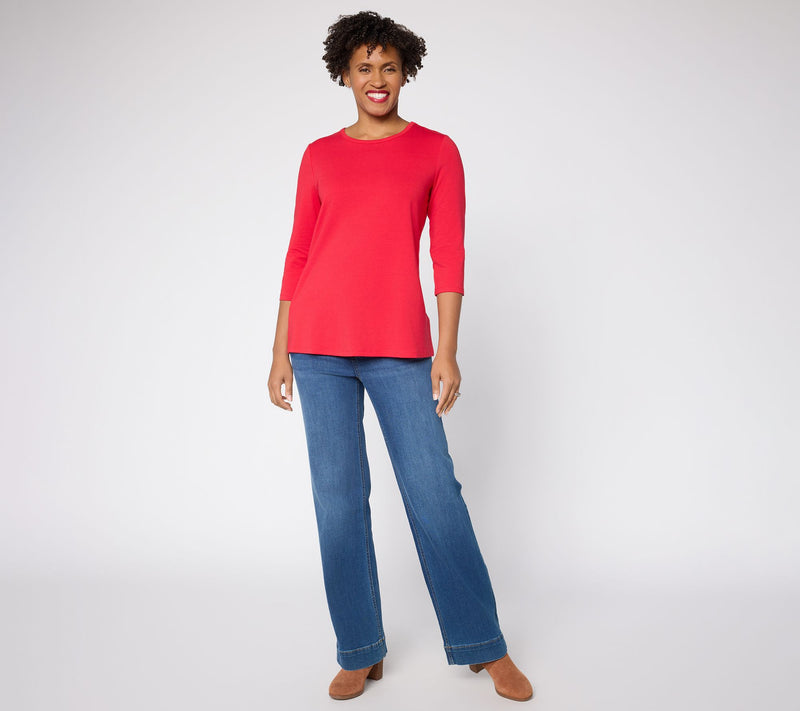 Denim & Co. Essentials Favorite Jersey 3/4 Sleeve Top w/ Back Pleat — View 5