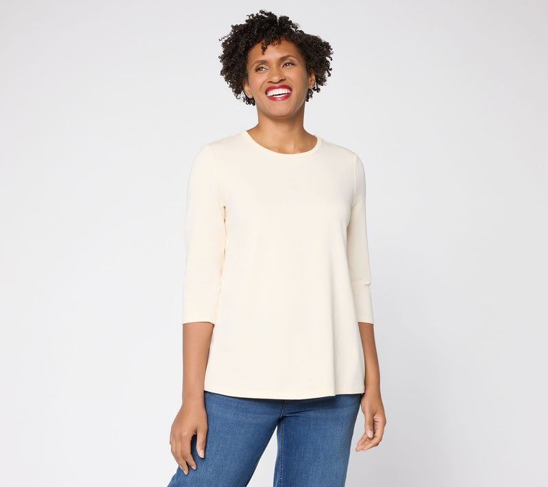 Denim & Co. Essentials Favorite Jersey 3/4 Sleeve Top w/ Back Pleat — View 13