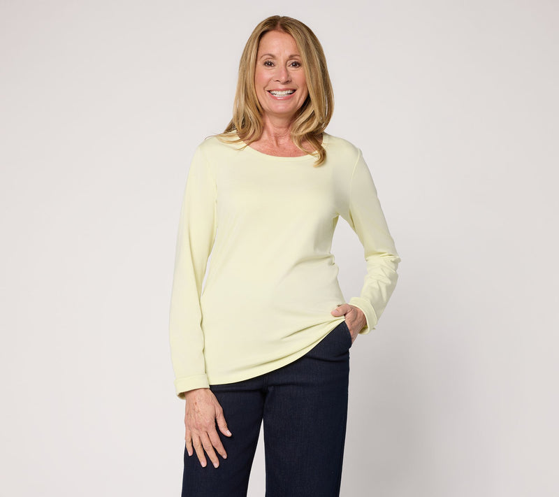 Denim & Co. Essentials Favorite Jersey Scoop Neck Top w/ Cuff Detail — View 13