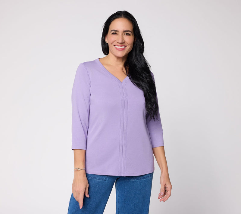 Denim & Co. Essentials Favorite Jersey 3/4 Sleeve V-Neck Top — View 13