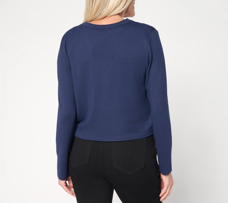 Denim & Co. Heavenly Jersey Long Sleeve Shrug Cardigan — View 4