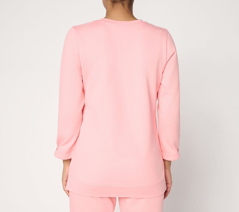 Denim & Co. EasyWear French Terry Long Sleeve V-Neck Top — View 4