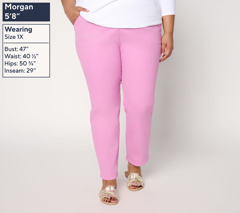 Denim & Co. Regular Flat Front Denim Side Pocket Pant — View 2