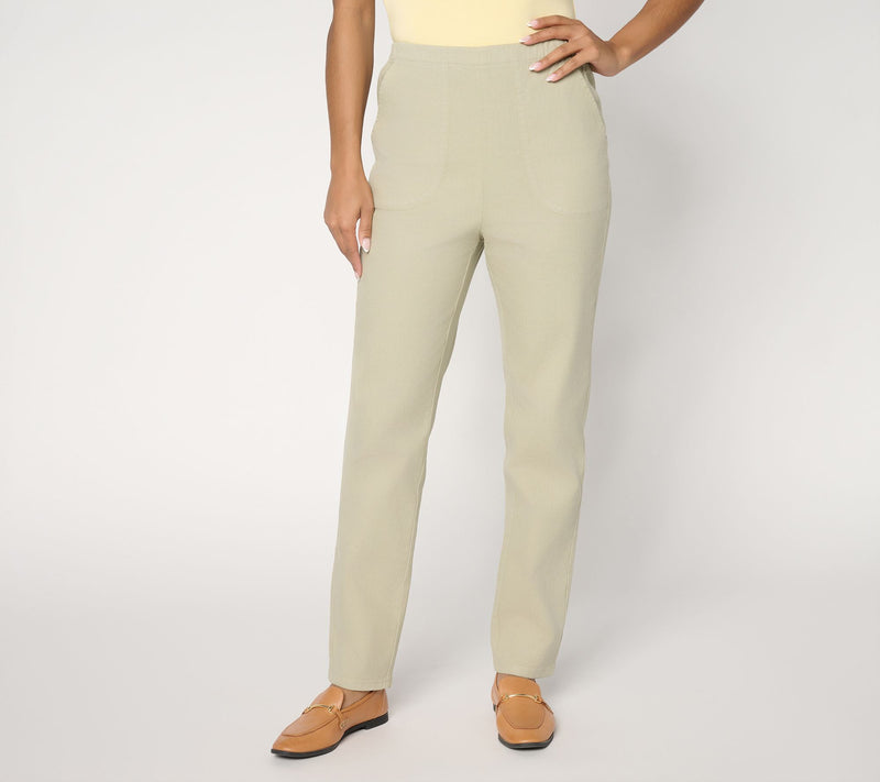 Denim & Co. Regular Flat Front Denim Side Pocket Pant — Main view