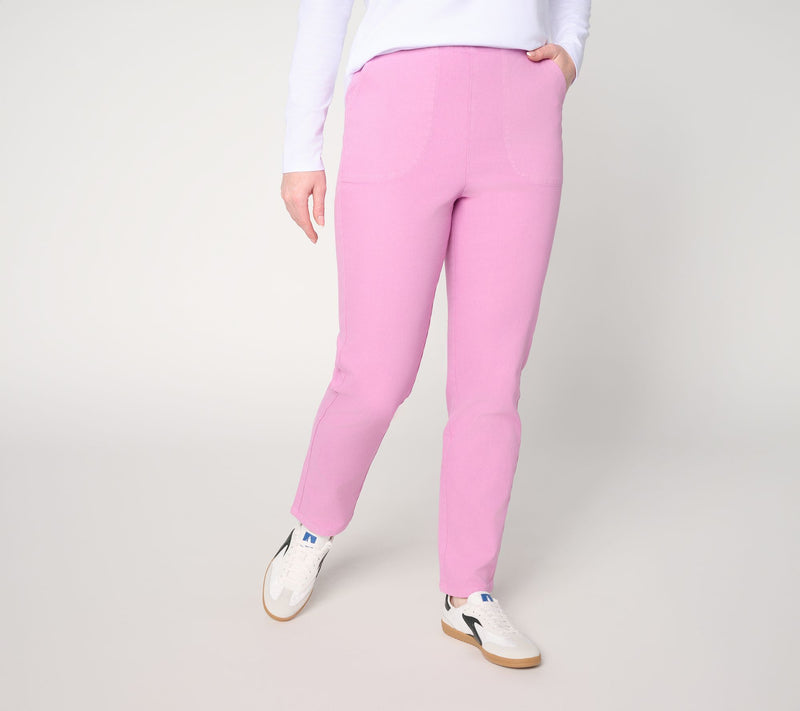 Denim & Co. Petite Flat Front Denim Side Pocket Pant — View 10