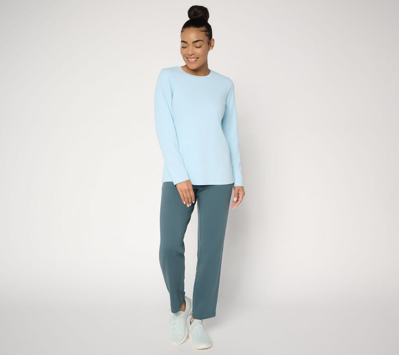 Denim & Co. Essentials Rib Knit Long Sleeve Crew Neck Top — View 5