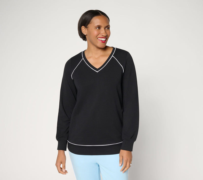 Denim & Co. Active Drapey French Terry Top — View 11