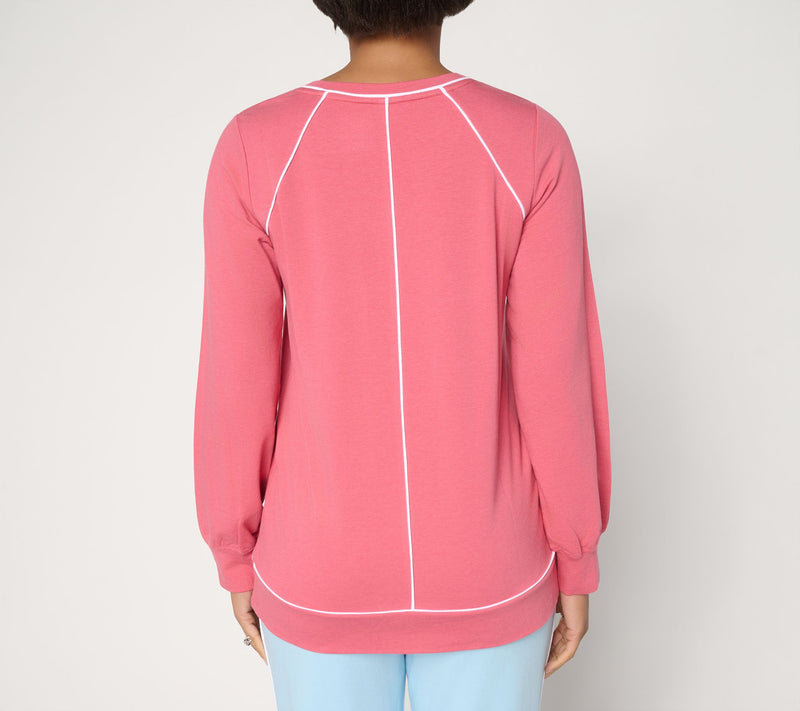 Denim & Co. Active Drapey French Terry Top — View 4