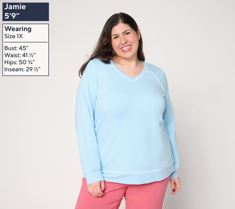 Denim & Co. Active Drapey French Terry Top — View 2