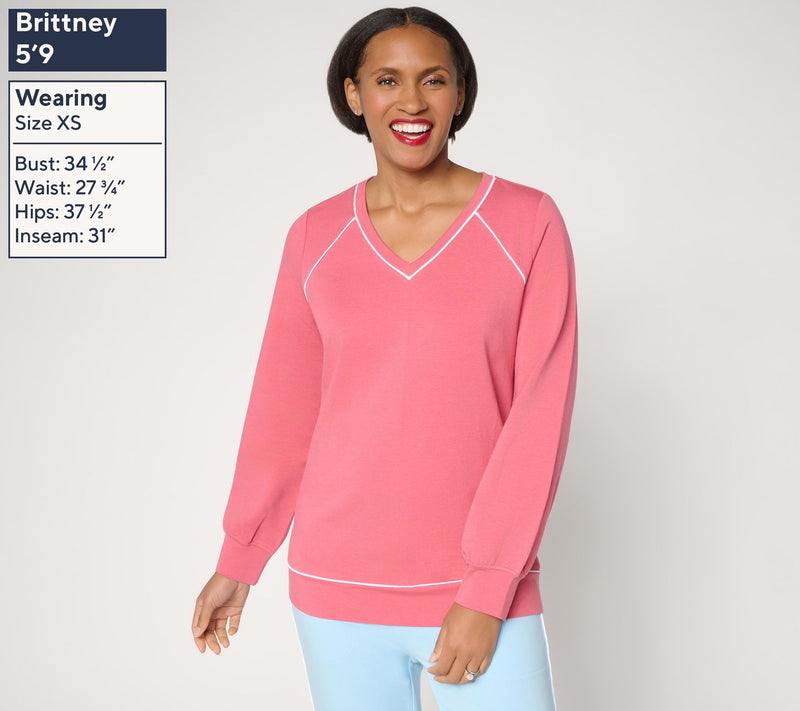 Denim & Co. Active Drapey French Terry Top — View 3