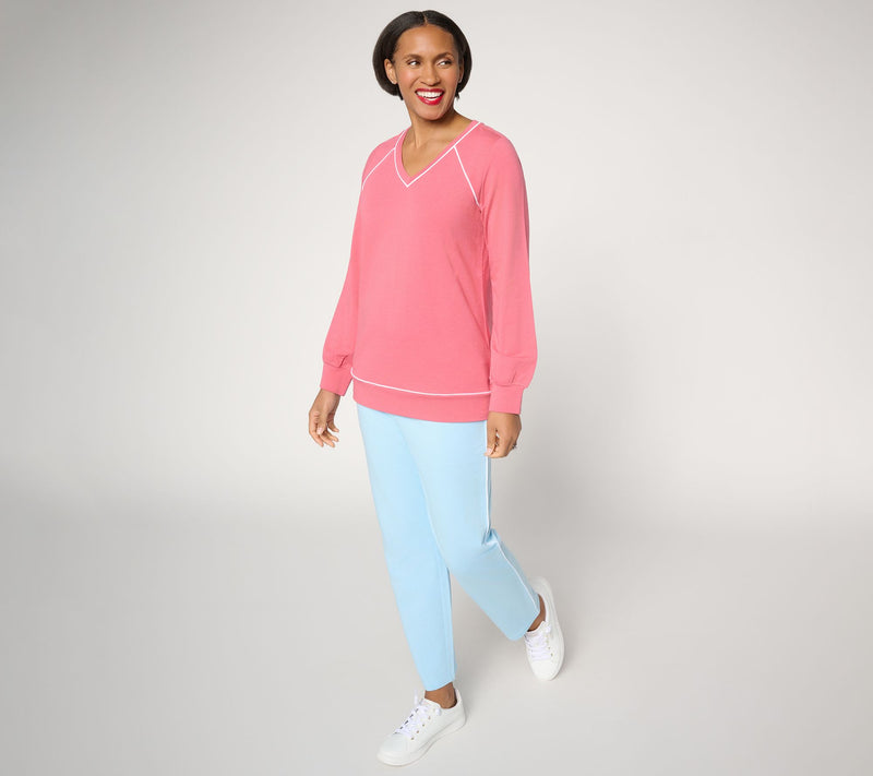 Denim & Co. Active Drapey French Terry Top — View 5