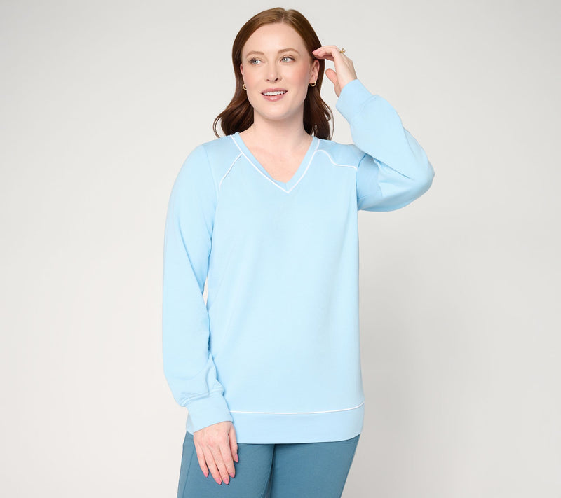 Denim & Co. Active Drapey French Terry Top — View 14