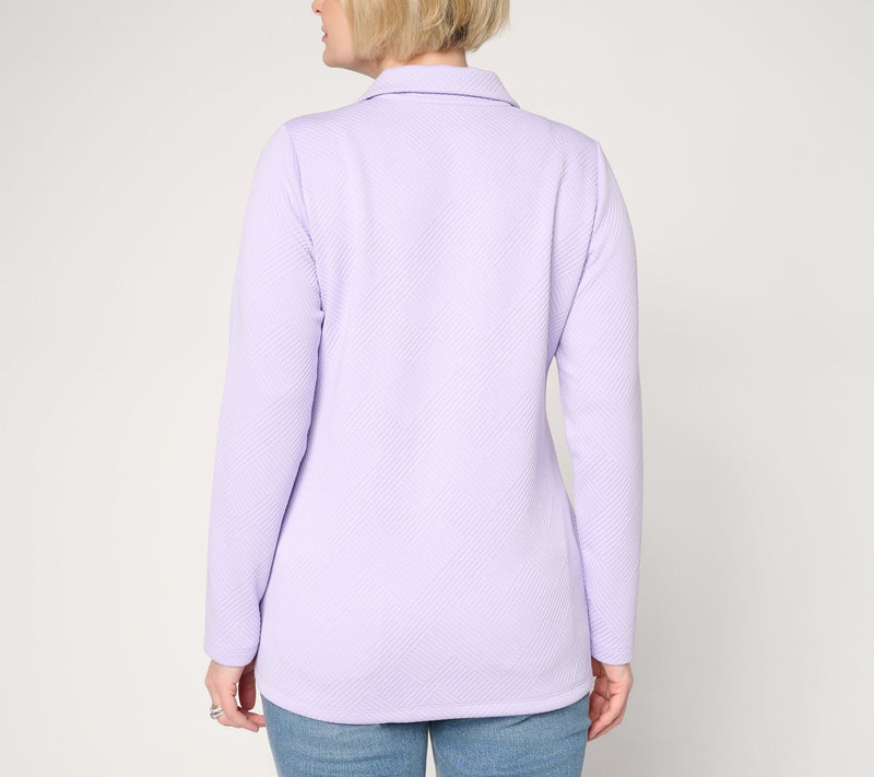Denim & Co. Active Petite Jacquard Quarter Snap Tunic — View 12