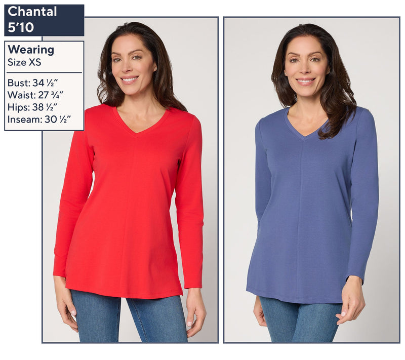 Denim & Co. Essentials Petite Perfect Jersey 2-Pack Tunics — View 2